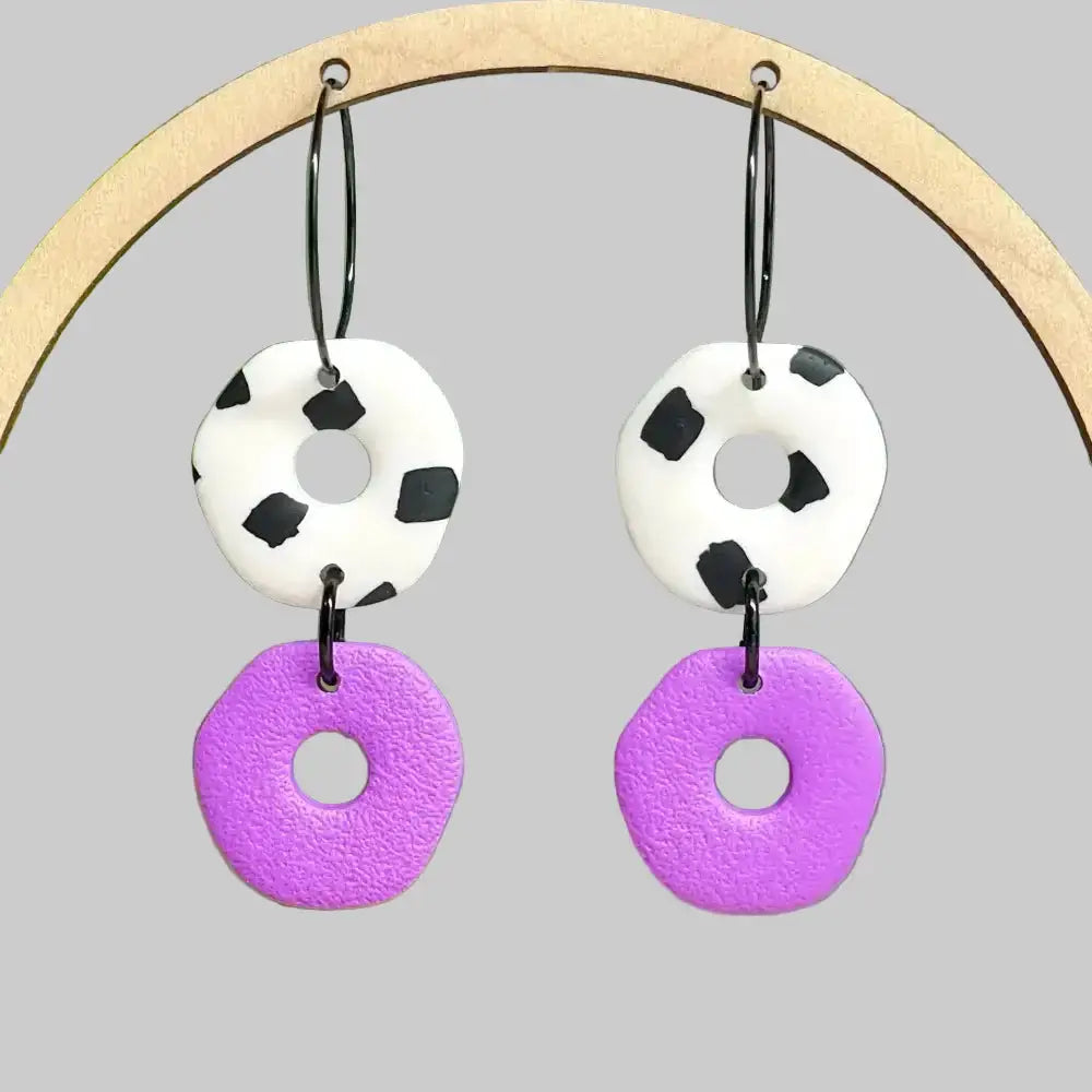 Dalmatian Print Cut-out Polymer Clay Hoop Earrings