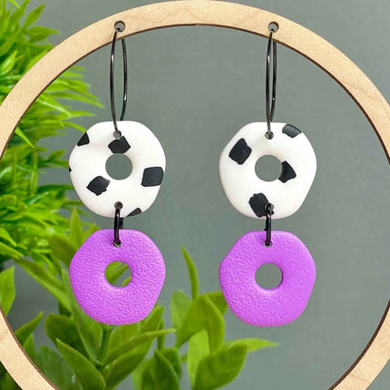 Dalmatian Print Clay Hoop Earrings - Statement jewellery