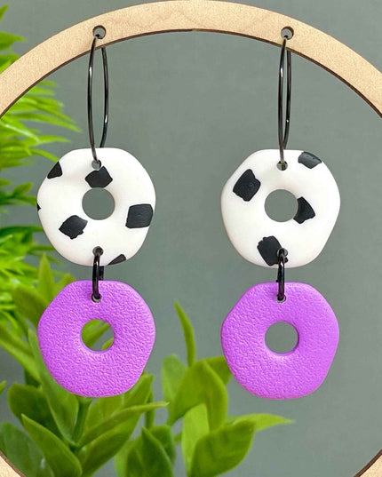 Dalmatian Print Clay Hoop Earrings - Statement jewellery