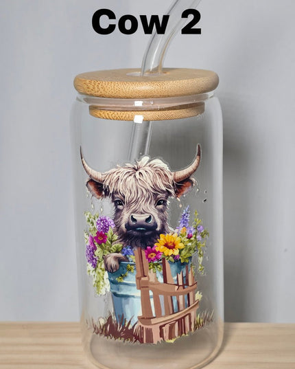 Decorated can glass with glass straw - The Red Squirrel