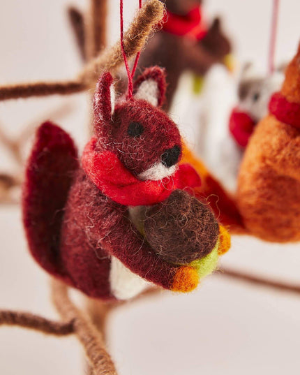 Felt Squirrel With Acorn Decoration