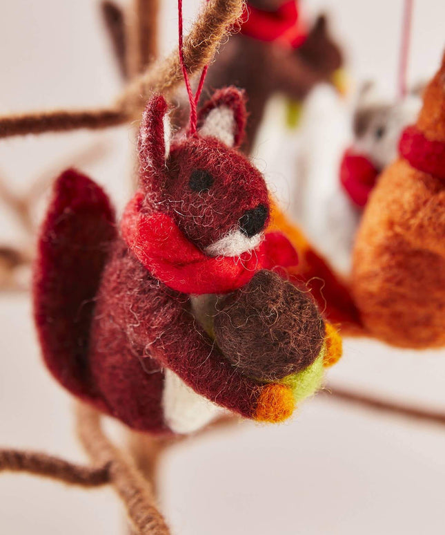 Felt Squirrel With Acorn Decoration