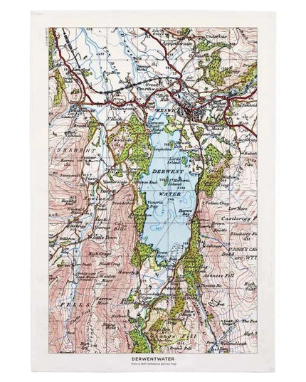 Derwentwater map tea towel