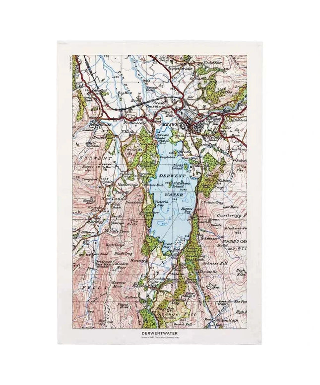 Derwentwater map tea towel