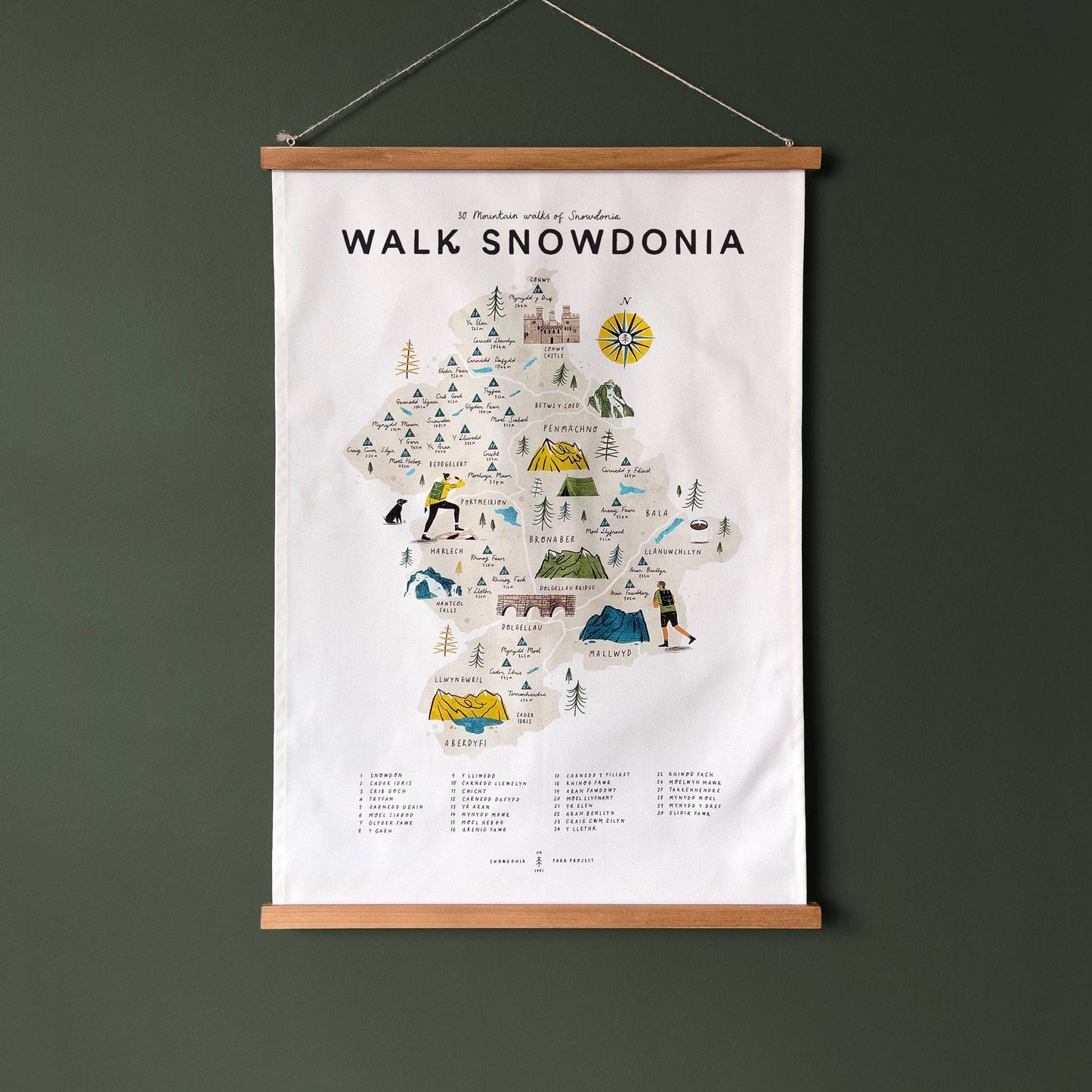 Walk Snowdonia (Eryri) Tea Towel - The Red Squirrel
