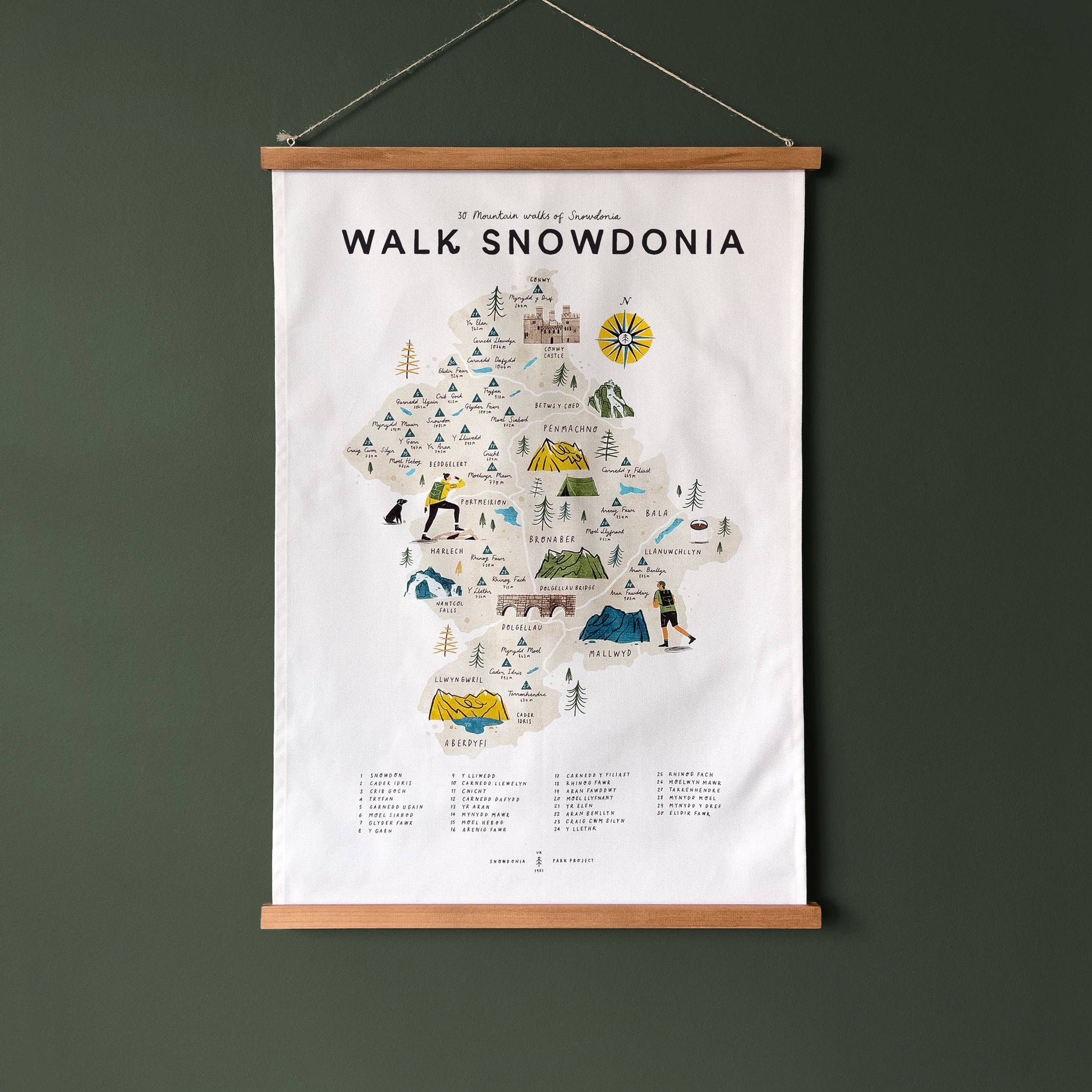 Walk Snowdonia (Eryri) Tea Towel - The Red Squirrel