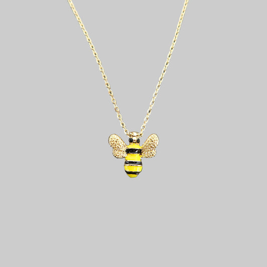 Bee Insect Necklace, Gold Plated