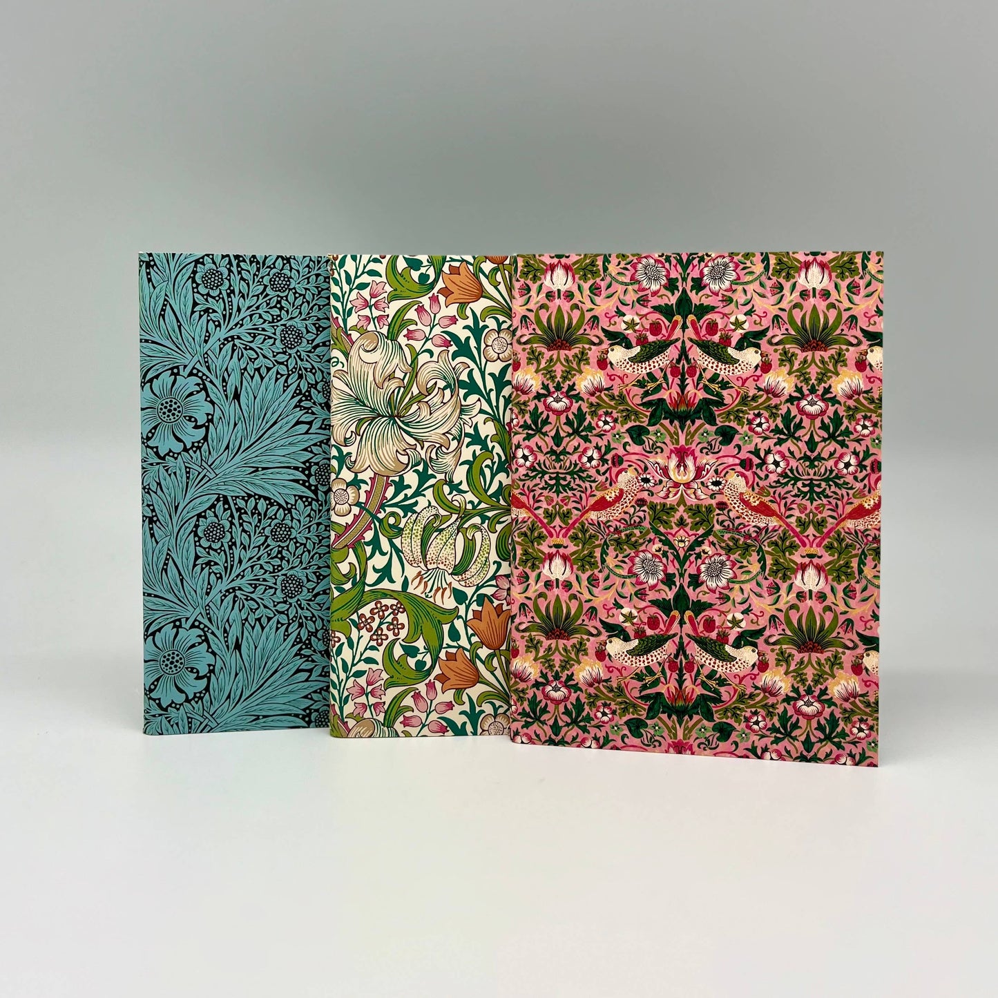 William Morris 3 A6 notebooks Strawberry Thief Pink
