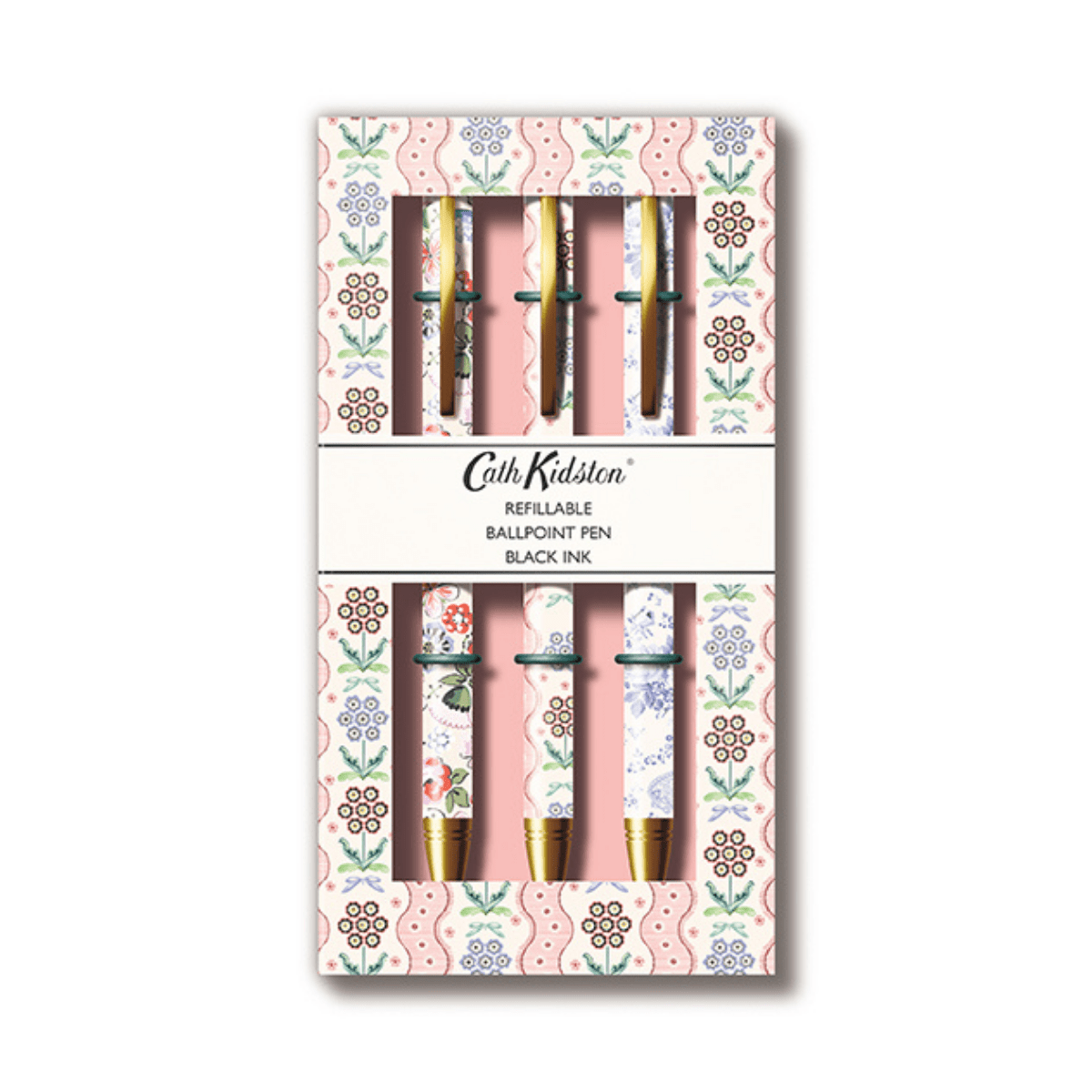 Cath Kidston Gift 3 Pen Set - Pink Blue Flowers - The Red Squirrel