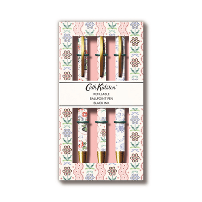 Cath Kidston Gift 3 Pen Set - Pink Blue Flowers - The Red Squirrel
