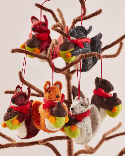 Felt Squirrel With Acorn Decoration