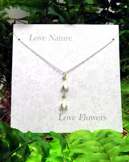 Snowdrop White Flower Pendant Necklace