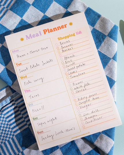 A5 Colourful Meal Planner & Shopping List
