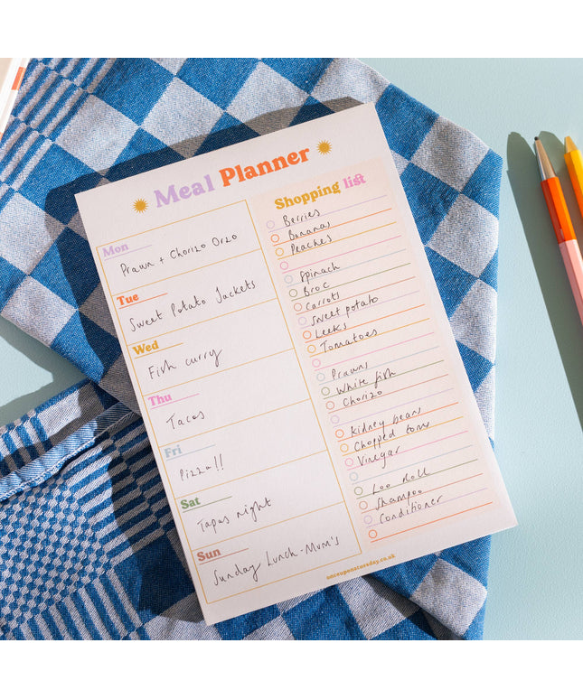 A5 Colourful Meal Planner & Shopping List