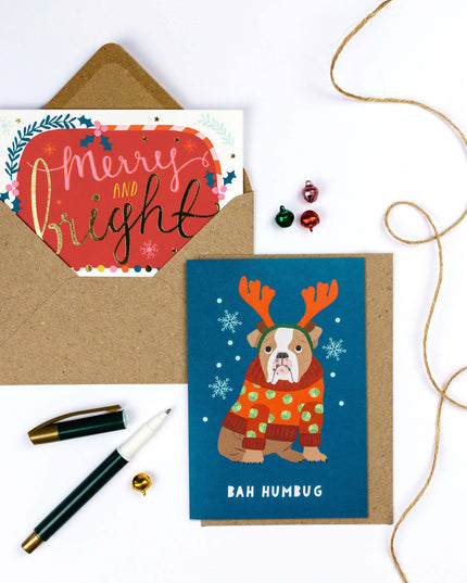 Grumpy Dog Holiday Card - Christmas Card - Seasonal Card