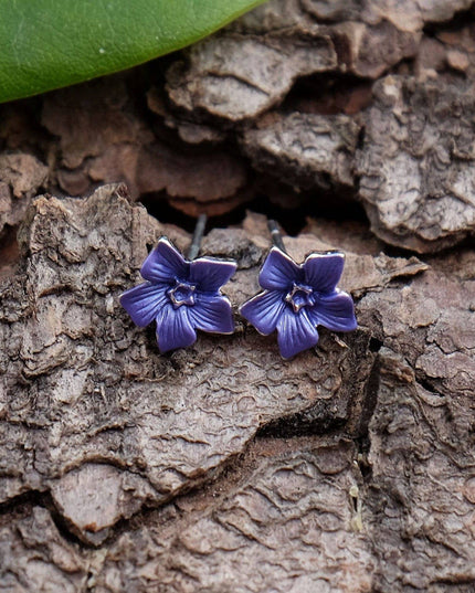 Periwinkle Blue Flower Mini Stud Earrings