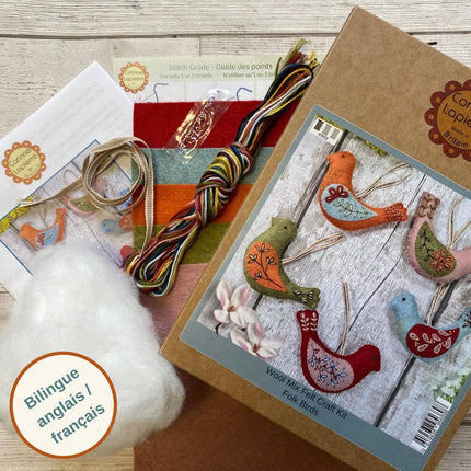 Folk Birds Felt Craft Kit - Makes 5 Embroidered Decorations | Corinne Lapierre