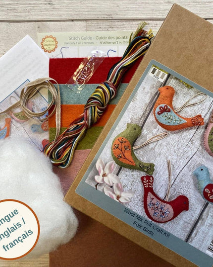 Folk Birds Felt Craft Kit - Makes 5 Embroidered Decorations | Corinne Lapierre