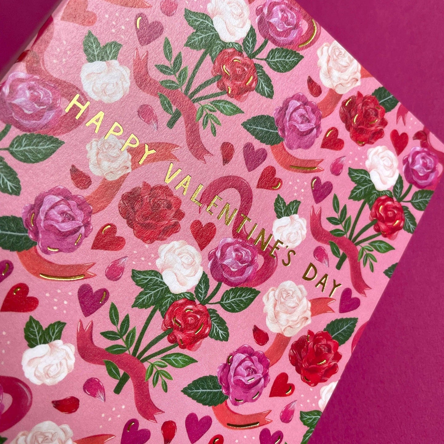 'Happy Valentine's Day' roses card - The Red Squirrel