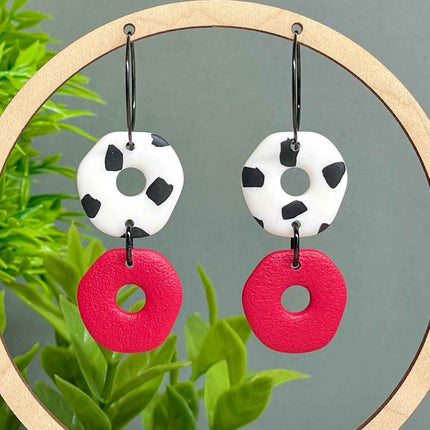 Dalmatian Print Clay Hoop Earrings - Statement jewellery