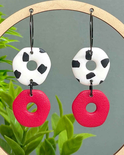 Dalmatian Print Clay Hoop Earrings - Statement jewellery