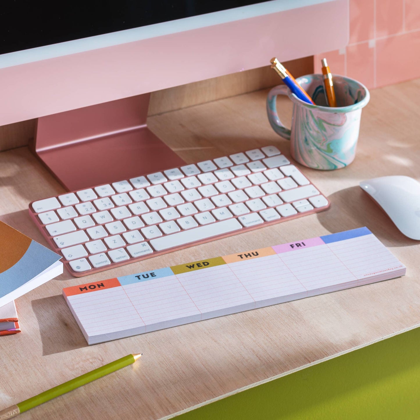 Keyboard Weekly Planner Pad | Colourful Grid - The Red Squirrel