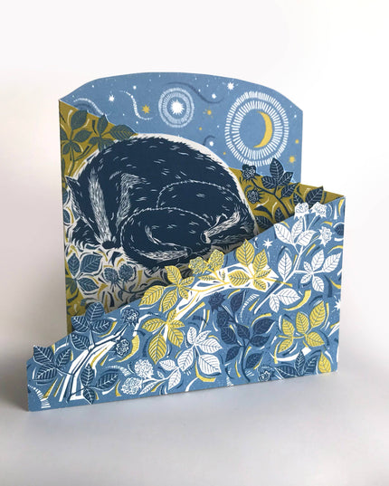 Concertina Card - Badger Amongst the Brambles