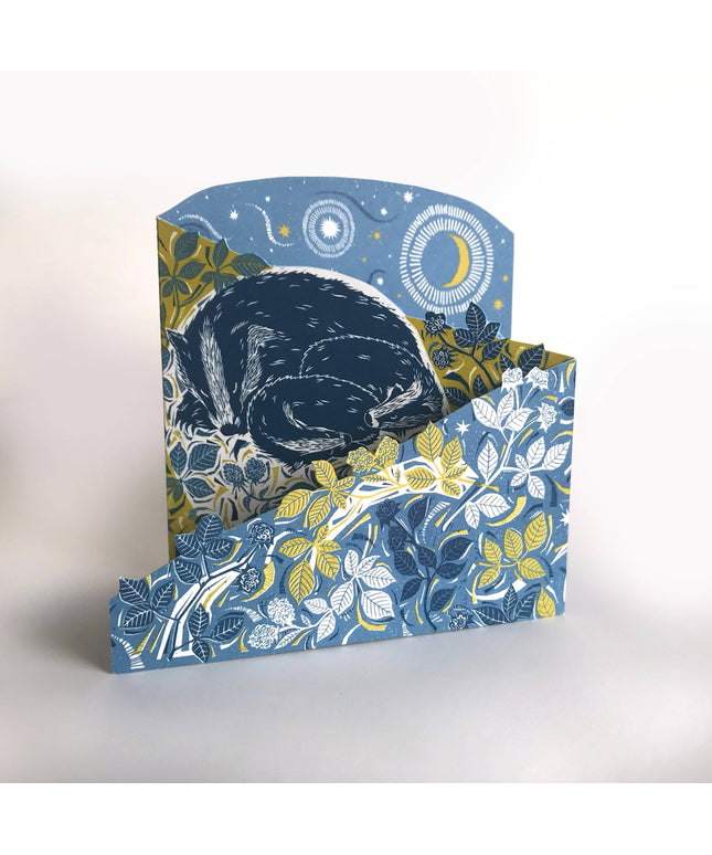 Concertina Card - Badger Amongst the Brambles