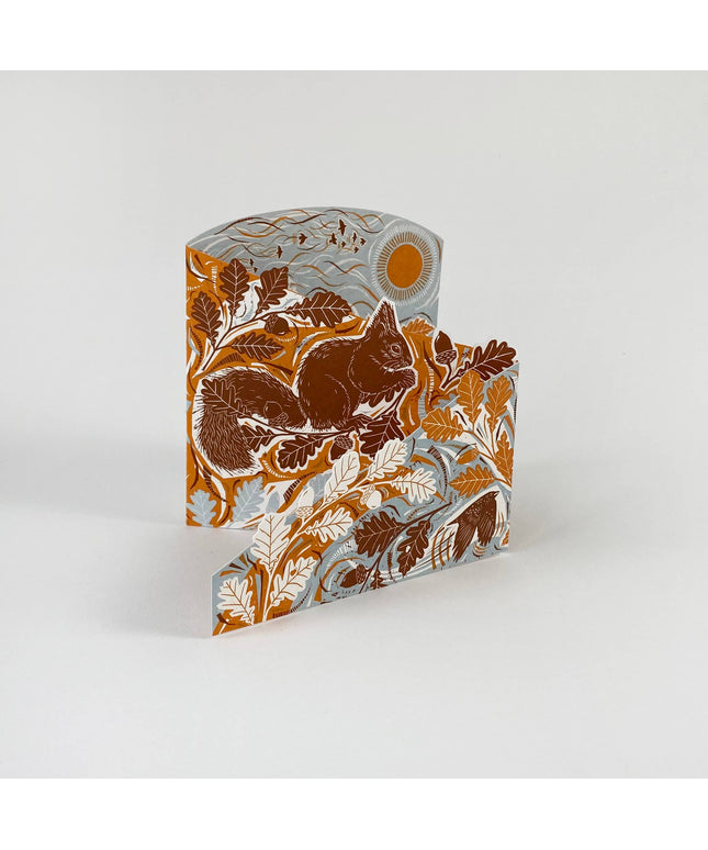 Concertina Card - Autumn Leaves - Squirrel