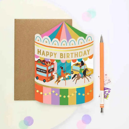 Fairground Carousel Birthday Card