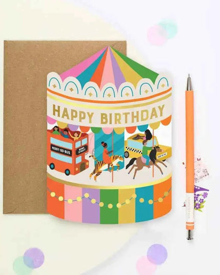 Fairground Carousel Birthday Card