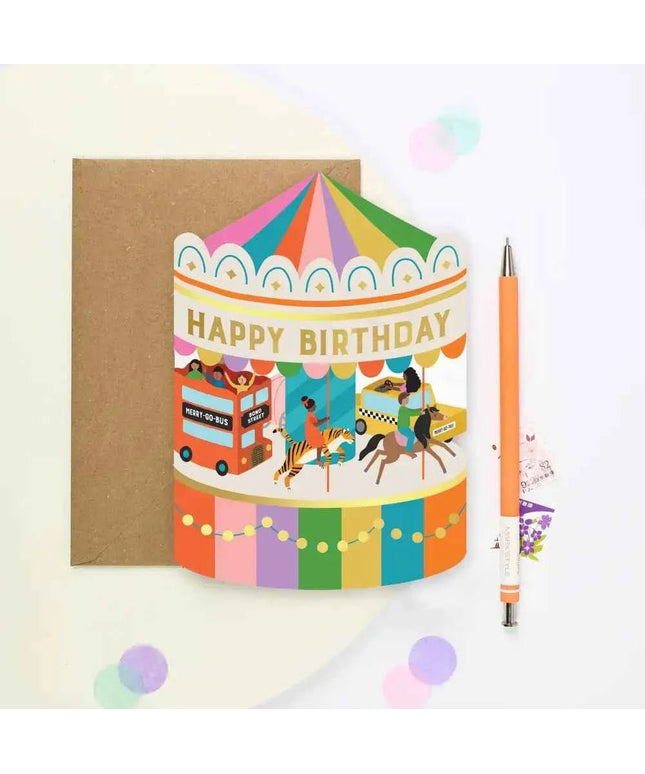 Fairground Carousel Birthday Card