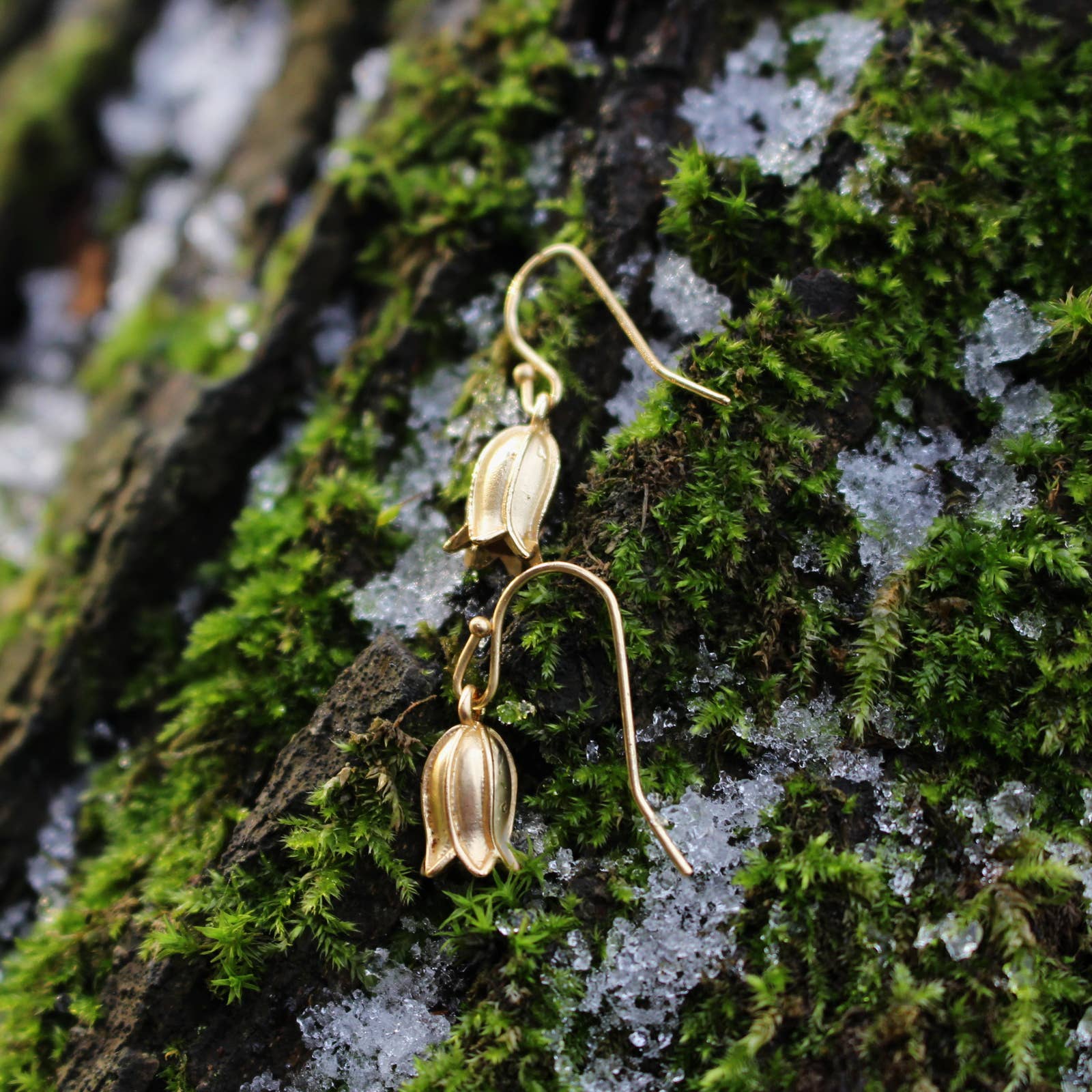 Gold Bluebell Single Drop Earrings, 14k Gold Plated - The Red Squirrel