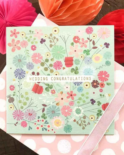 Silver Foiled Floral Wedding Card