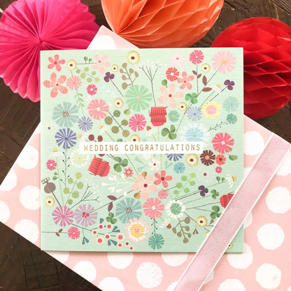 FL09 Silver Foiled Floral Wedding Card - 140 x 140mm