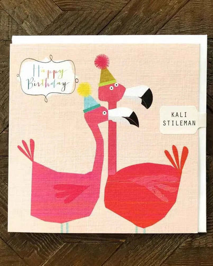 Flamingos Happy Birthday Card