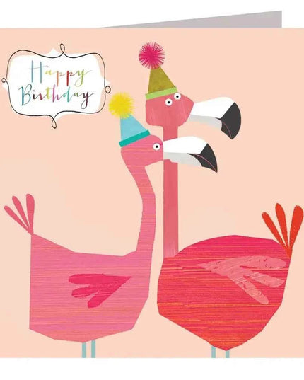 Flamingos Happy Birthday Card