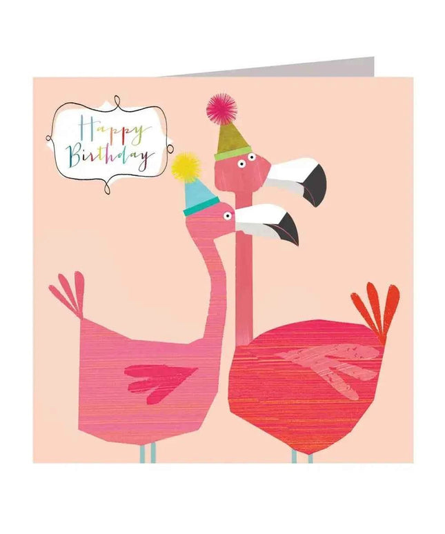 Flamingos Happy Birthday Card