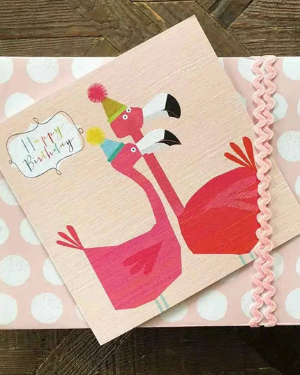 Flamingos Happy Birthday Card