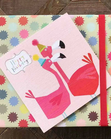 Flamingos Happy Birthday Card