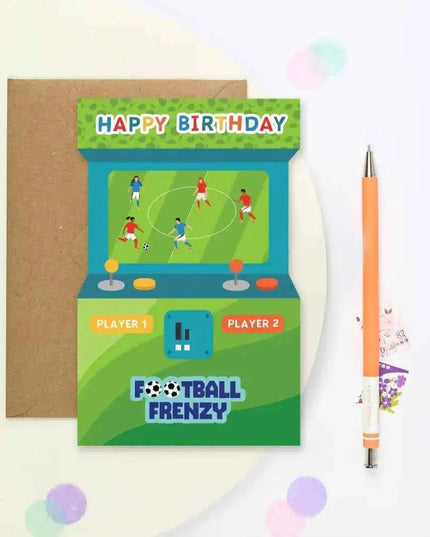 Football Frenzy Arcade Shaped Birthday Card | Kid's Card