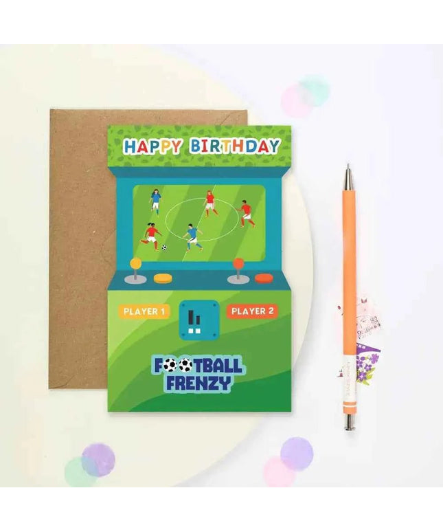 Football Frenzy Arcade Shaped Birthday Card | Kid's Card