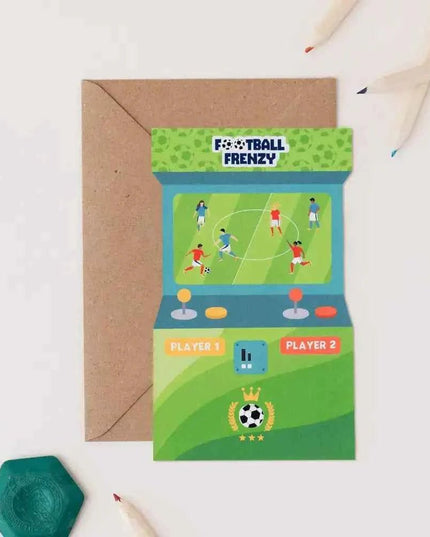 Football Frenzy Arcade Shaped Birthday Card | Kid's Card