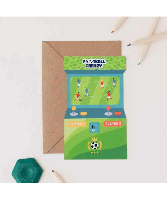 Football Frenzy Arcade Shaped Birthday Card | Kid's Card