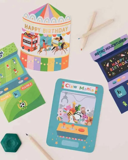 Football Frenzy Arcade Shaped Birthday Card | Kid's Card