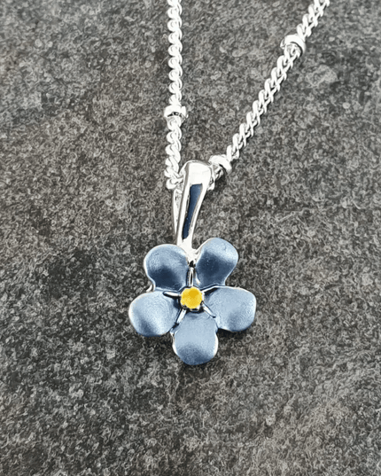 Forget Me Not Blue Mini Flower Pendant Necklace