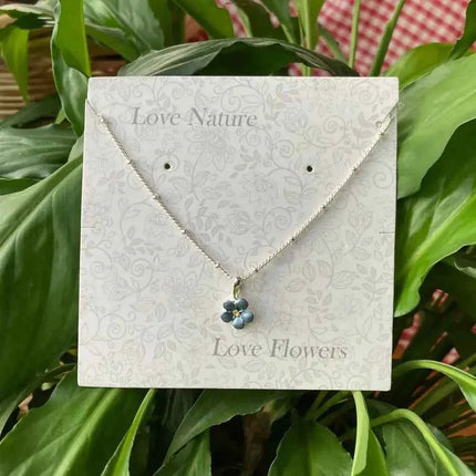 Forget Me Not Blue Mini Flower Pendant Necklace