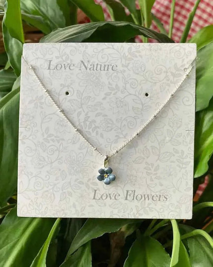 Forget Me Not Blue Mini Flower Pendant Necklace