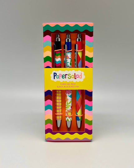 Gift Box 3 Gel Pens Paper Salad Colourful Stationery