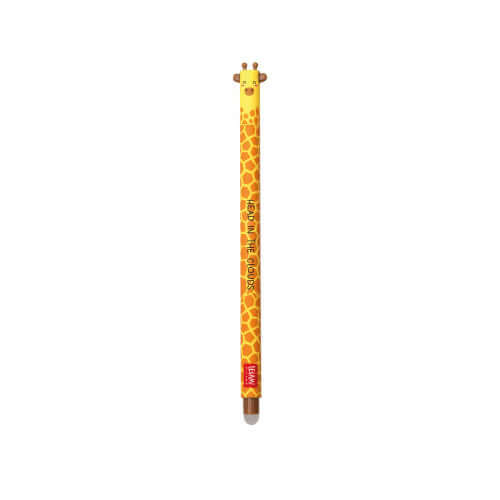 Giraffe-patterned pen on a white background